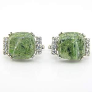 Срібні сережки 925 проби 8,62 гр. з танзанійськими зеленими опалами та цирконами 18,24 карат Срібні сережки 925 проби 8,62 гр. з танзанійськими зеленими опалами та цирконами 18,24 карат