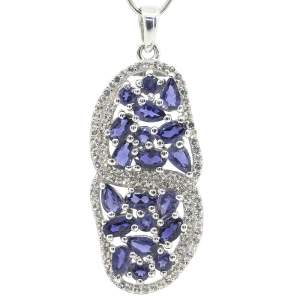 Серебряная подвеска 925 пробы 6,84 гр. с танзанийским иолитом и топазами из США 3,96 карат