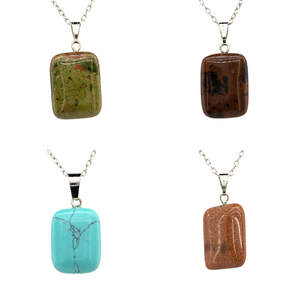 Комплект подвесок с минералами прямоугольные в покрытии родием Комплект подвесок с минералами прямоугольные в покрытии родием