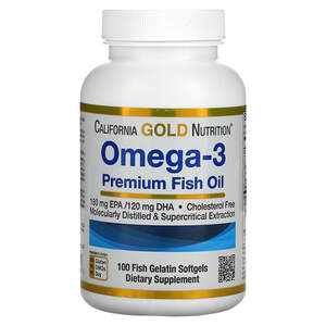 Омега-3, рыбий жир премиального качества, 100 рыбно-желатиновых капсул, California Gold Nutrion
