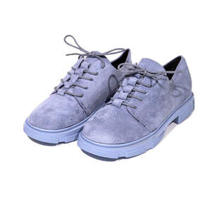 Женские туфли с эко-замши голубого цвета