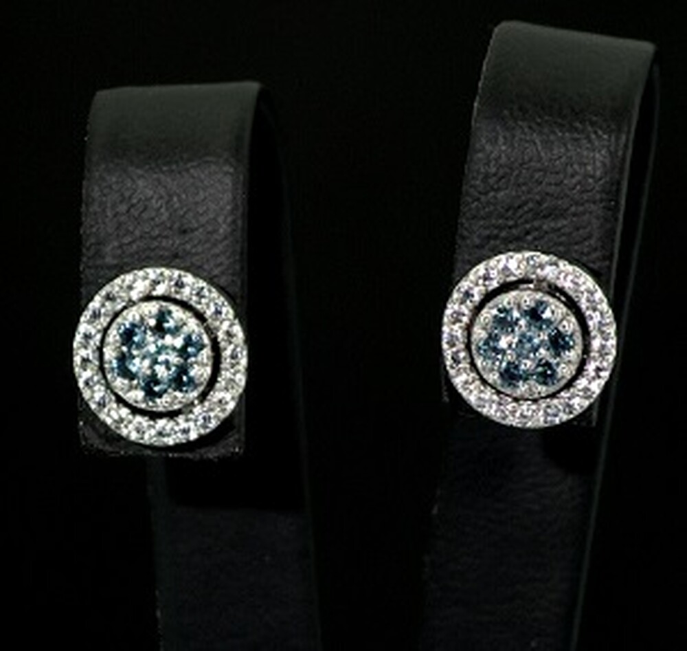 Серебряные серьги 925 пробы 3,21 г с голубыми Турмалінами Nano и цирконами 0,69 карат Серебряные серьги 925 пробы 3,21 г с голубыми Турмалінами Nano и цирконами 0,69 карат