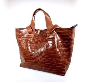 Жіноча сумка кольору Brown з крокодиловим принтом