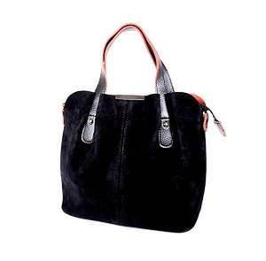 Жіноча сумка з натуральної замші кольору Black&Red