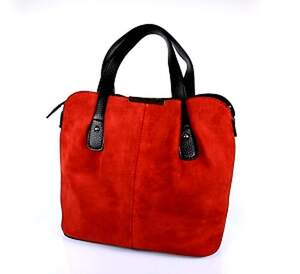 Жіноча сумка з натуральної замші кольору Red&Black