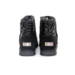 Жіночі угі (з блиском) чорного кольору, зимові (натуральна замша та еко-хутро)