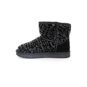 Жіночі угі (з блиском) чорного кольору, зимові (натуральна замша та еко-хутро)