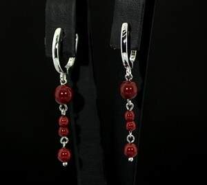 Серебряные серьги 925 пробы 3,73 г с красными Коралами 2,98 карат