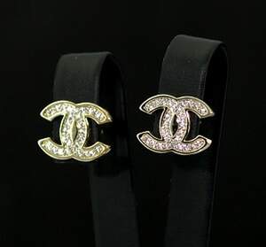 Серьги в позолоте з цирконами, репліка Chanel