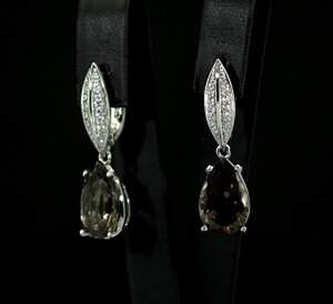 Серебряные серьги 925 пробы 6,73 г с Раухтопазами та фианитами 8,89 карат Серебряные серьги 925 пробы 6,73 г с Раухтопазами та фианитами 8,89 карат