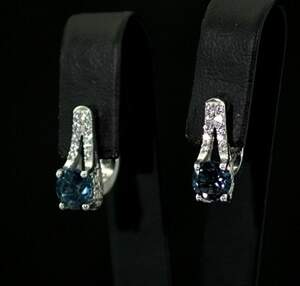 Серебряные серьги 925 пробы 3,69 г с Топазами Лондон Блу та фианитами 2,43 карат Серебряные серьги 925 пробы 3,69 г с Топазами Лондон Блу та фианитами 2,43 карат