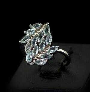 Серебряное кольцо 925 пробы 3,68 г с голубыми Топазами 2,38 карат Серебряное кольцо 925 пробы 3,68 г с голубыми Топазами 2,38 карат