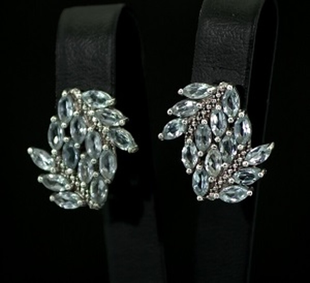 Серебряные серьги 925 пробы 5,38 г с голубыми Топазами 4,76 карат Серебряные серьги 925 пробы 5,38 г с голубыми Топазами 4,76 карат