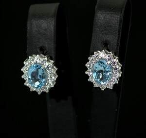 Серебряные серьги 925 пробы 4,94 г с голубыми Топазами и фианитами 4,64 карат Серебряные серьги 925 пробы 4,94 г с голубыми Топазами и фианитами 4,64 карат