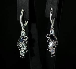 Срібні сережки 925 проби 5,18 г зі шрі-ланкійськими Сапфірами класу AAAA та блакитними топазами 2,8 карат Срібні сережки 925 проби 5,18 г зі шрі-ланкійськими Сапфірами класу AAAA та блакитними топазами 2,8 карат