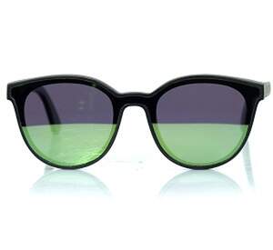 Сонцезахисні окуляри з поляризацією UV400 категорія 3, в чорній оправі, скло зелене, ALEX EKO