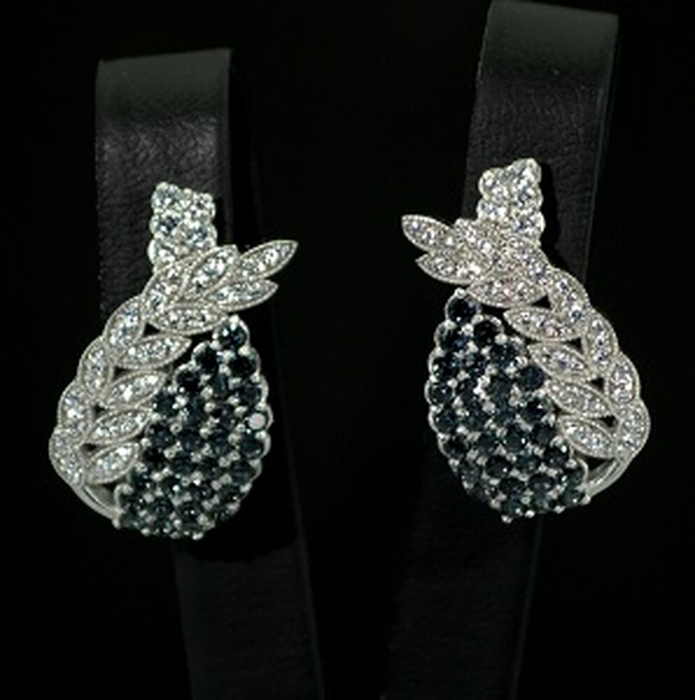 Срібні сережки 925 проби 8,51 г з Топазами Лондон Блу та фіанітами 1,73 карат Срібні сережки 925 проби 8,51 г з Топазами Лондон Блу та фіанітами 1,73 карат