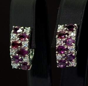 Серебряные серьги 925 пробы 4,89 г с Родолиты и фианитами 3,63 карат