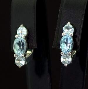 Серебряные серьги 925 пробы 4,06 г с голубыми Топазами 4,78 карат Серебряные серьги 925 пробы 4,06 г с голубыми Топазами 4,78 карат