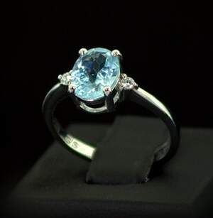 Серебряное кольцо 925 пробы 2,16 г с голубым Топазом и фианитами 2,13 карат Серебряное кольцо 925 пробы 2,16 г с голубым Топазом и фианитами 2,13 карат