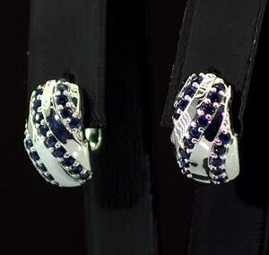 Серебряные серьги 925 пробы 6,35 гр. с голубыми шри-ланкийскими Сапфирами класса АААА и топазами из США 2,46 карат