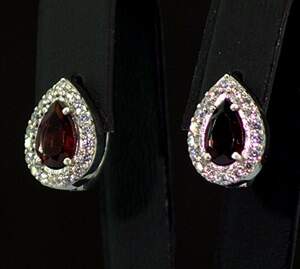 Серебряные серьги 925 пробы 4,6 г с Гранатами и фианитами 3,1 карат