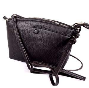 Жіноча міні-сумка Vintage из натуральной кожи черного цвета