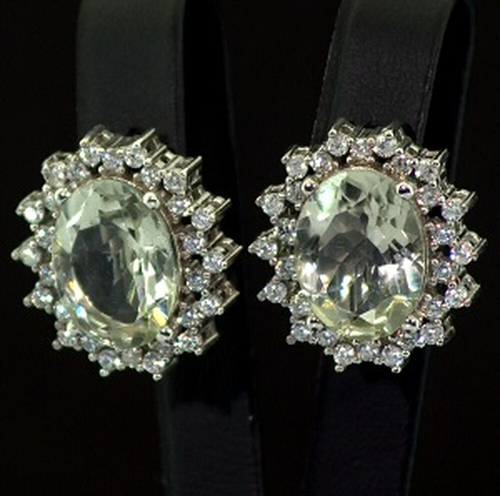 Серебряные серьги 925 пробы 15,23 с лимонным Кварцами и фианитами 19,14 карат Серебряные серьги 925 пробы 15,23 с лимонным Кварцами и фианитами 19,14 карат