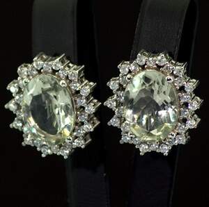 Серебряные серьги 925 пробы 15,23 с лимонным Кварцами и фианитами 19,14 карат