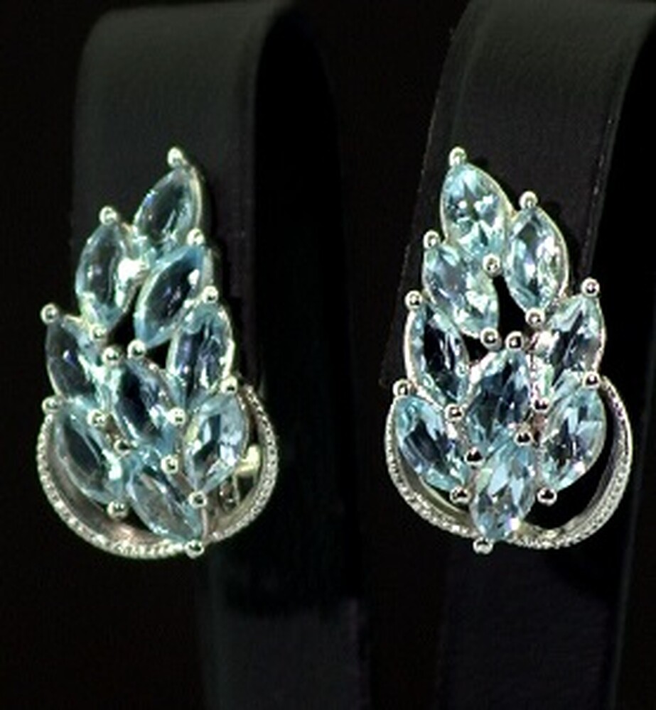 Серебряные серьги 925 пробы 6,22 г с голубыми Топазами 5,22 карат Серебряные серьги 925 пробы 6,22 г с голубыми Топазами 5,22 карат