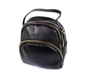 Жіноча сумка-рюкзак Vintage из натуральной кожи черного цвета