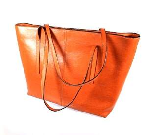Жіноча сумка-шопер Vintage из натуральной кожи оранжевого цвета