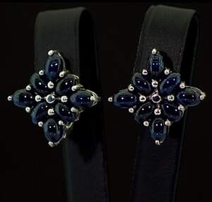 Серебряные серьги 925 пробы 7,41 г со шри-ланкийскими Сапфірами класса АААА 11,04 карат