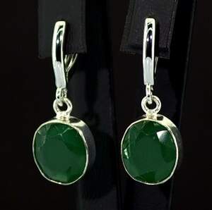 Сережки у срібному покритті з зеленими Оніксами 6,78 г