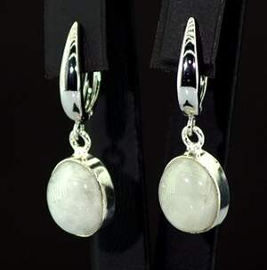 Сережки у срібному покритті з каменем Місяця 5,68 г