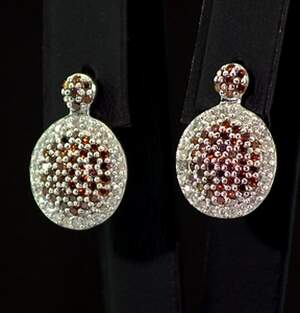 Срібні сережки 925 проби 3,71 г з червоними австралійськими Діамантами VVS1 1,07 карат