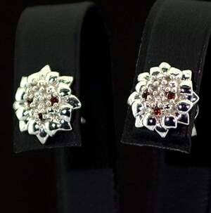 Срібні сережки 925 проби 2,93 г з червоними австралійськими Діамантами VVS1 0,05 карат