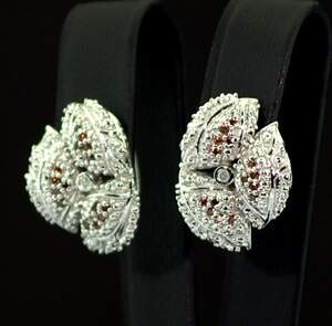Срібні сережки 925 проби 6,39 г з червоними австралійськими Діамантами VVS1 0,24 карат
