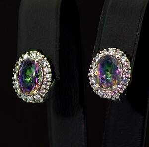 Срібні сережки 925 проби 4,26 г з містичними та білими фіанітами 3,3 карат