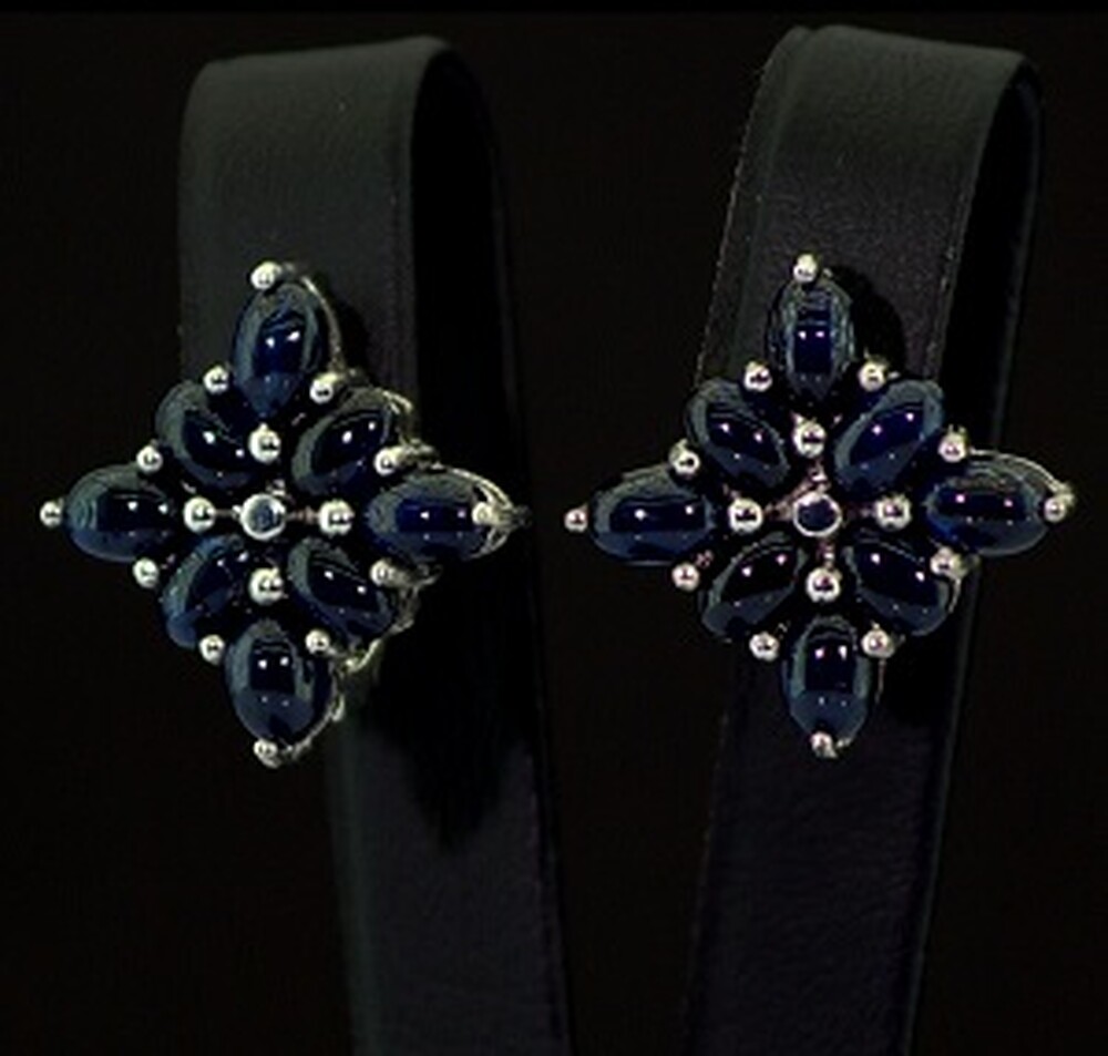 Срібні сережки 925 проби 7,41 г зі шрі-ланкійськими Сапфірами класу АААА 11,04 карат Срібні сережки 925 проби 7,41 г зі шрі-ланкійськими Сапфірами класу АААА 11,04 карат