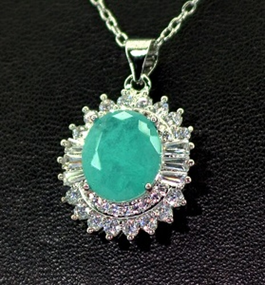 Кольє у срібному покрытии з Турмаліном Параїба и цирконами 4,97 карат 45 см Кольє у срібному покрытии з Турмаліном Параїба и цирконами 4,97 карат 45 см