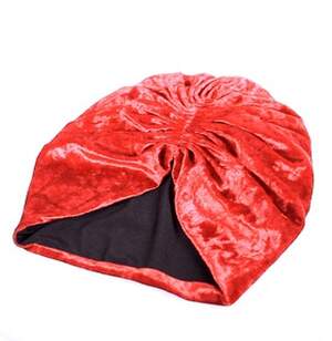 Жіноча шапка-тюрбан вишневого цвета, матеріал: велюр
