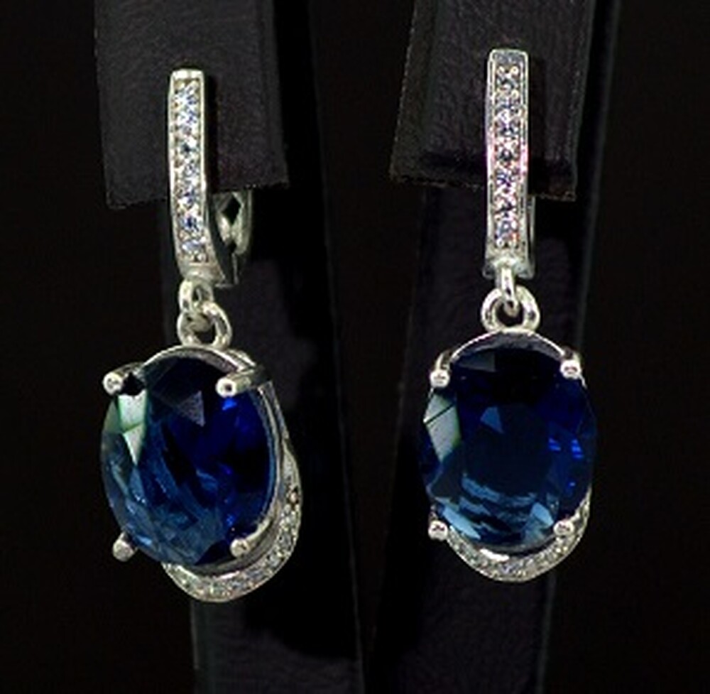Срібні сережки 925 проби 6,09 г з Лінде Танзанітами та цирконами 7,07 карат Срібні сережки 925 проби 6,09 г з Лінде Танзанітами та цирконами 7,07 карат