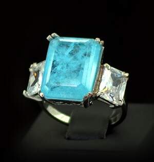 Срібна каблучка 925 проби 7,12 г Турмалінами Параїба та цирконами 7,25 карат Срібна каблучка 925 проби 7,12 г Турмалінами Параїба та цирконами 7,25 карат