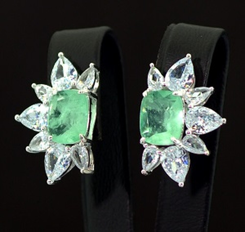 Срібні сережки 925 проби 6,63 г Турмалінами Параїба та цирконами 7,01 карат Срібні сережки 925 проби 6,63 г Турмалінами Параїба та цирконами 7,01 карат