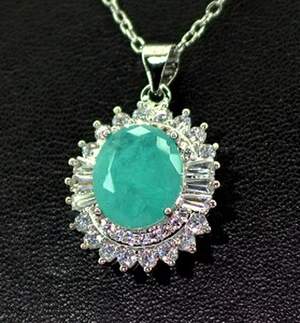 Кольє у срібному покритті з Турмаліном Параїба та цирконами 4,97 карат 45 см Кольє у срібному покритті з Турмаліном Параїба та цирконами 4,97 карат 45 см