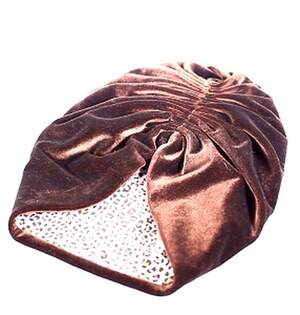 Жіноча шапка-тюрбан шоколадного кольору, матеріал: оксамит