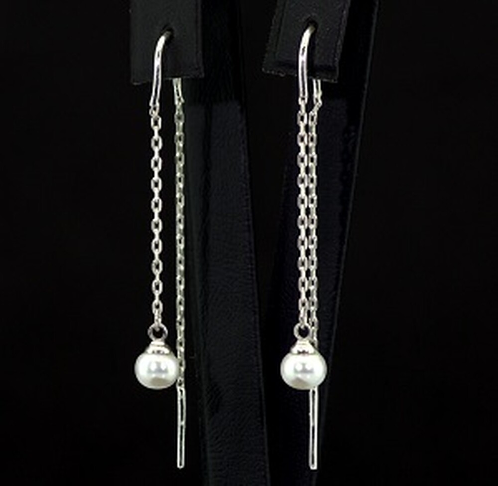 Серебряные серьги 925 пробы 1,63 г Перлинами 0,9 карат Серебряные серьги 925 пробы 1,63 г Перлинами 0,9 карат