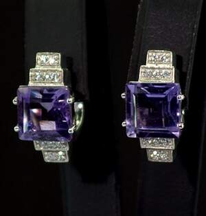 Серебряные серьги 925 пробы 7,15 г с бразильскими Аметистами и цирконами 7,59 карат Серебряные серьги 925 пробы 7,15 г с бразильскими Аметистами и цирконами 7,59 карат