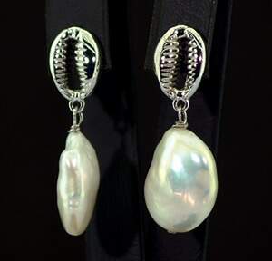 Срібні сережки 925 проби 7,74 г з таїтянськими Перлинами бароко